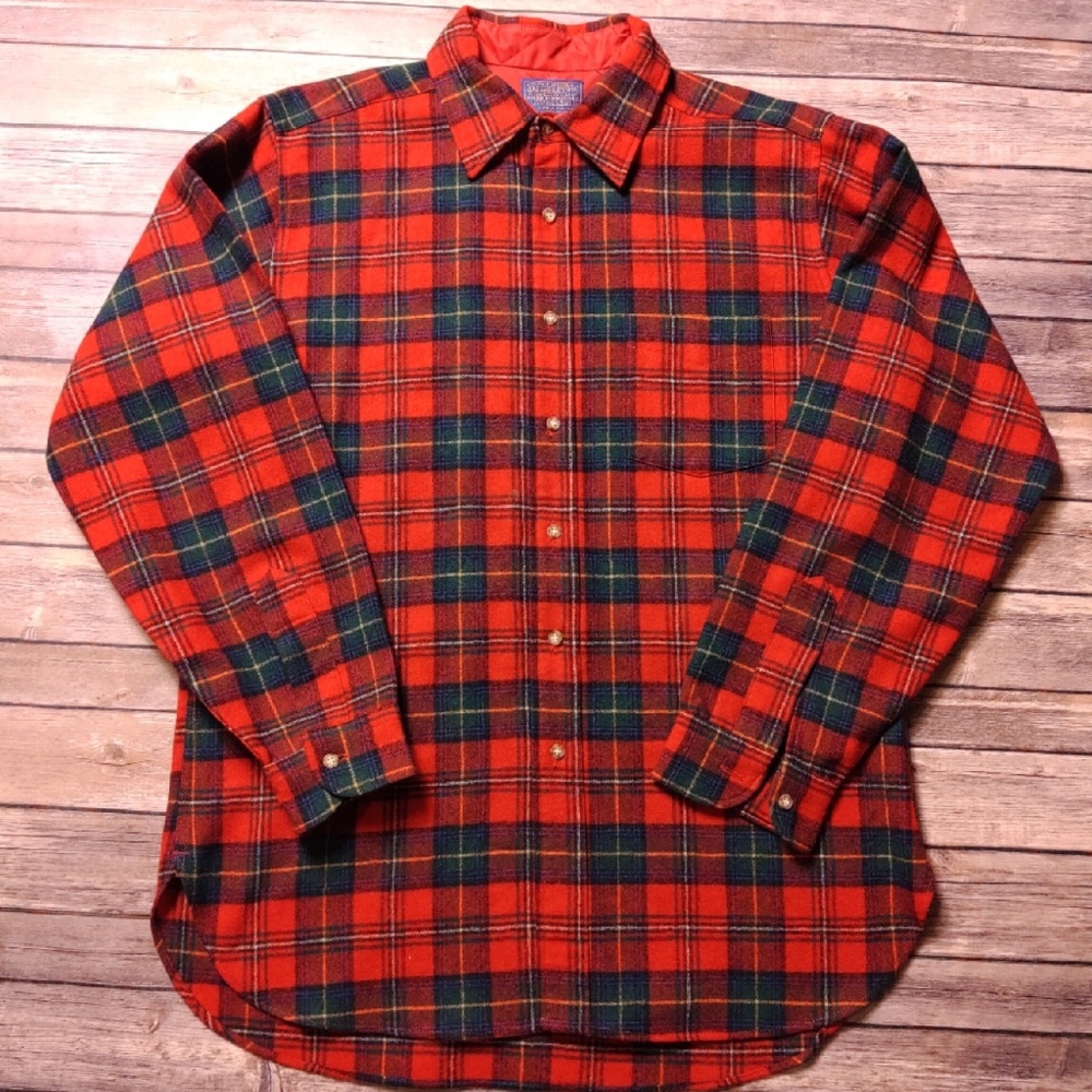 Pendleton Tartan Print Wool Button Shirt